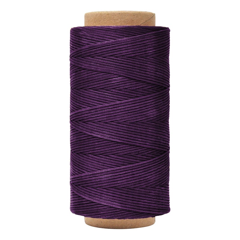 Mandala Crafts Purple Flat Waxed Thread for Leather Sewing - 197 Yds 210D 1mm Polyester Leather Thread String Waxed Cord for Leatherwork, Beading, Bookbinding, Hand Stitching - Image 2